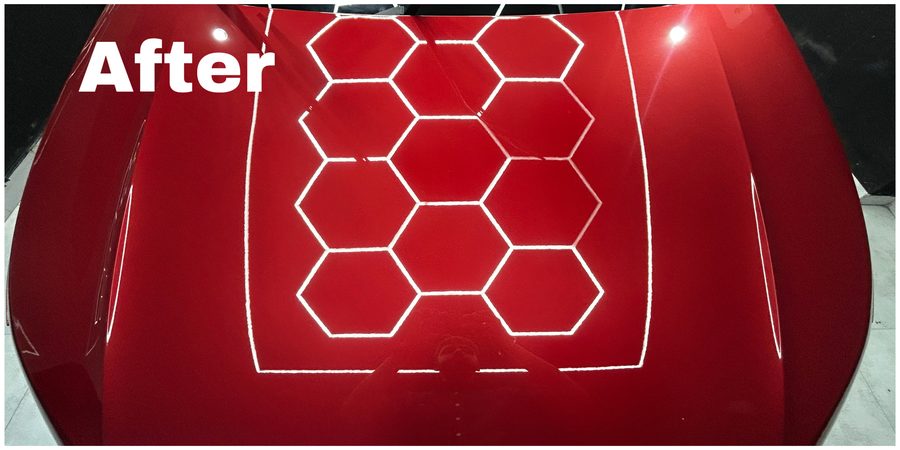 Red car bonnet after ceramic coating