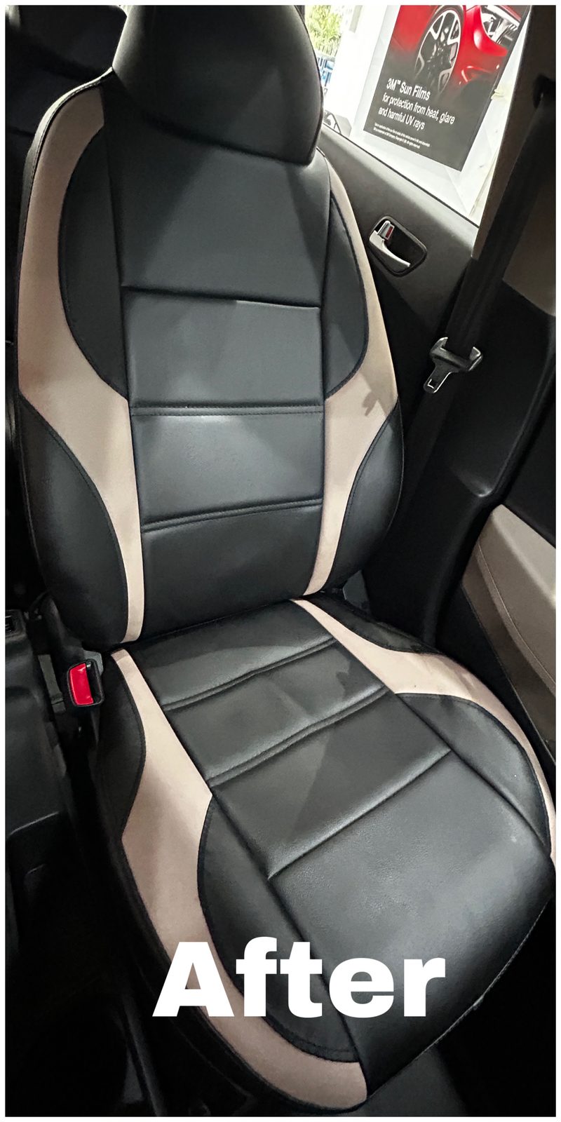 Deep-cleaned leather car seat