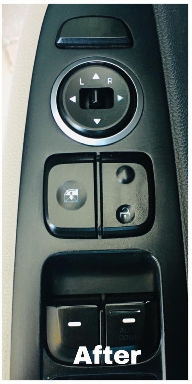 Sanitised, spotless door control panel after 3M Interior Germ Kleen treatment