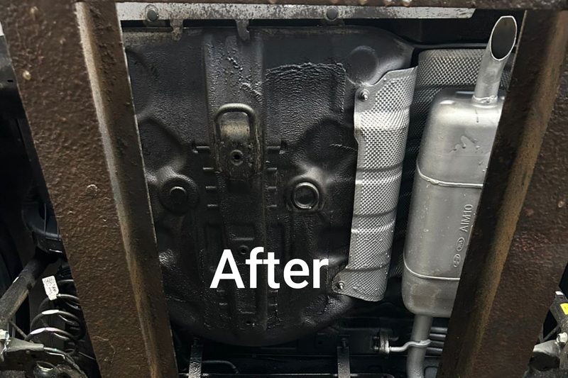 Sealed black underbody coating after anti-rust treatment